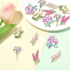 15шт 5 стиля светлые позолоченные подвески из сплава с эмалью&nbsp;ENAM-YW0006-06