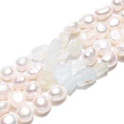 Натуральные топазовые самородки и нити бусин из натурального культивированного пресноводного жемчуга PEAR-N023-01A-19
