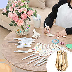 木製DIYパズル花瓶  家の装飾用の組み立てられた装飾花瓶  トウモロコシの穂の黄色  120x181mm&nbsp;AJEW-CN0008-16D
