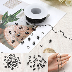 10 м ионного покрытия (IP) из нержавеющей стали 304 с цепочками-скрепками с 50 открытыми соединительными кольцами и 20 карабинами-лобстерами FIND-SC0012-56C