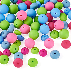 90 pièces 9 styles de perles focales rondes en silicone&nbsp;SIL-TA0003-56