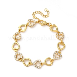 Латунные браслеты с микропаве из прозрачных кубических цирконий для женщин BJEW-D342-03G