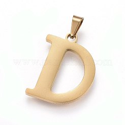 304ステンレススチールペンダントとスタッドピアスジュエリーセット  アルファベット  文字.d  20~23x13~19x1.5mm  穴：6x3mm  6~10x6~9x1mm  ピン：0.8mm&nbsp;SJEW-P099-04G