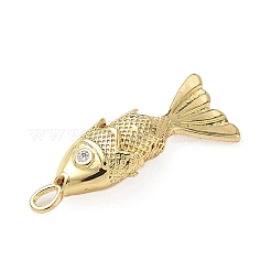 真鍮製マイクロパヴェキュービックジルコニアペンダント  魚  18KGP本金メッキ  22.5x6x5mm  穴：1.5mm&nbsp;KK-I371-40G-01A