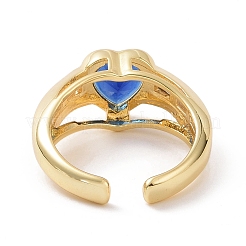 Кольцо-солитер с кубическим цирконием в форме сердца RJEW-G277-01G