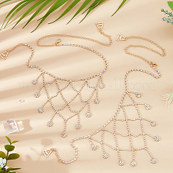 Catene per il corpo con reggiseno a spalla con nappa a fiori multistrato in lega di cristallo e strass&nbsp;AJEW-WH0752-575G