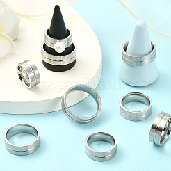 18 шт. 9 стиля 201 нержавеющая сталь рифленые кольца для пальцев&nbsp;STAS-SC0010-57