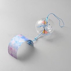 Круглая японская музыка ветра из боросиликатного стекла&nbsp;HJEW-WH0130-05F