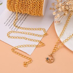 アイアン製ツイストチェーン  溶接されていない  スプールで  オーバル  ゴールドカラー  6.5x4.5x0.8mm&nbsp;X-CH-0.8DK-G
