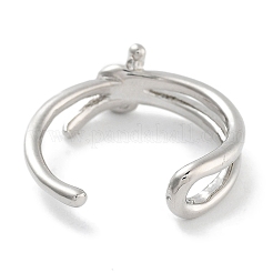 Бант стойка покрытие латунь открытые манжеты кольца RJEW-Z059-17P