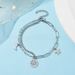 Устойчивые к потускнению браслеты с подвесками в виде солнца BJEW-JB09844