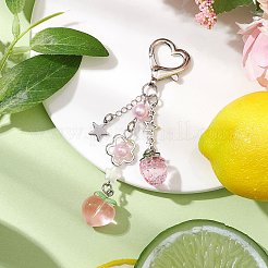 Подвесные украшения из акрила и смолы персиково-клубничного цвета&nbsp;HJEW-JM02373