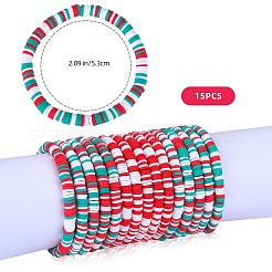 Набор эластичных браслетов ручной работы из полимерной глины Heishi Surfer&nbsp;BJEW-SW00099-01