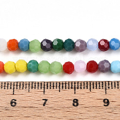 不透明ガラスビーズスタンド  ファセット（32ファセット）  ラウンド  ミックスカラー  4mm  穴：0.7mm  約87~93個/連  32~33cm&nbsp;X-EGLA-A035-P4mm-HD01