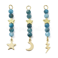 3 шт. 3 стиля подвески из натурального апатита с ограненными круглыми бусинами&nbsp;PALLOY-JF03604-05