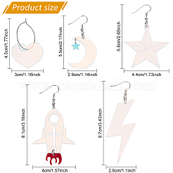 5 пара 5 стилей акриловых сережек-подвесок радужного цвета с железными штифтами EJEW-AN0003-62