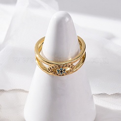 Латунные кольца-манжеты с микропаве и прозрачным цирконием для женщин RJEW-C118-01G