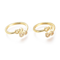 Латунные кольца из манжеты с прозрачным цирконием&nbsp;RJEW-I073-10G