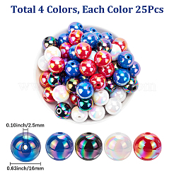 100 pièce de perles acryliques opaques à placage UV de 4 couleurs&nbsp;OACR-SP0002-31