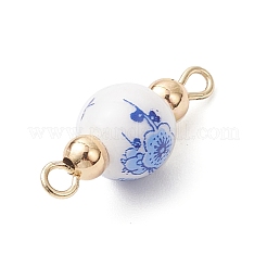 Handgemachte Blumen bedruckte Porzellan Keramik runde Glieder Verbinder Charms&nbsp;PALLOY-JF04451-02