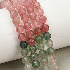 Fili di perline di quarzo fragola rosso e verde naturale&nbsp;GG-NH0006-A02-6mm