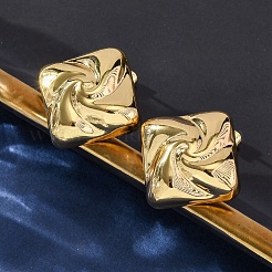 菱形 304 ステンレススチール スタッド イヤリング  ゴールドカラー  25.5x26mm&nbsp;EJEW-A125-77G