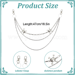 Ремни из нержавеющей стали 304 с однослойной цепью и черепом для джинсовых брюк HJEW-DR00159