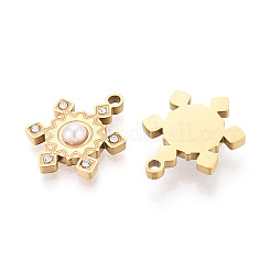 Подвески из нержавеющей стали 304 со стразами и имитацией жемчуга из АБС-пластика&nbsp;STAS-T074-11G