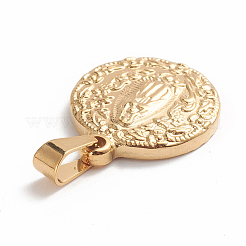宗教 304 ステンレス ペンダント  聖者とフラットラウンド  ゴールドカラー  22x18x3mm  穴：3x7mm&nbsp;X-STAS-E486-14G