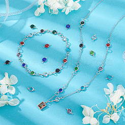 40 шт. 8-х цветные подвески-коннекторы из нержавеющей стали с паве из стекла в виде граненого цветка&nbsp;STAS-PH0006-91