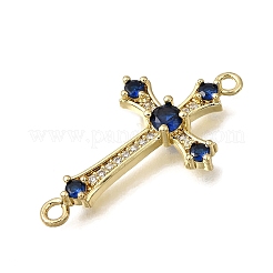 Ciondoli connettore in ottone con pavé di zirconi cubici blu&nbsp;KK-G602-07G-06