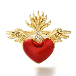 Покрытие стойки латунные прозрачные кольца с фианитом открытые манжеты RJEW-S411-01G-02