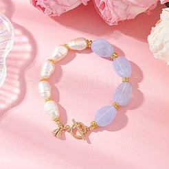 3 bracciale con perline acriliche in imitazione di pietre preziose e perle finte in ABS&nbsp;BJEW-JB12157