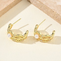 Orecchini a bottone in ottone da donna&nbsp;EJEW-A168-13G