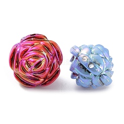 UVメッキ不透明アクリルビーズ  ライン入り  虹色の  花  ミックスカラー  17x15mm  穴：1.6mm&nbsp;MACR-K351-26