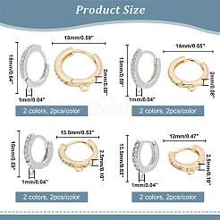 16 шт. 8 стиля латунные микропаве прозрачные кубические цирконии фурнитура для сережек-колец KK-AR0002-65