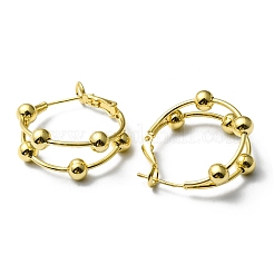 Orecchini a cerchio con perline in ottone placcato a cremagliera&nbsp;EJEW-D055-24G