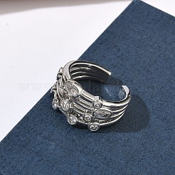 Messing Micro Pave Zirkonia Manschette offene Ringe&nbsp;RJEW-C158-02P