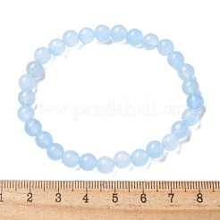 Bracelets extensibles en perles de jade blanches naturelles et teintes&nbsp;BJEW-K212-A-018
