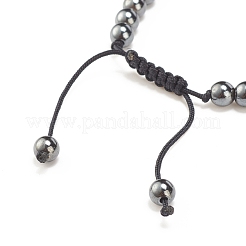 Bracciale con perline intrecciate poligonali in zirconi cubici a 4 colori con ematite sintetica&nbsp;BJEW-JB08048