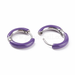 Boucles d'oreilles créoles épaisses en acier inoxydable 304 bicolore avec émail pour femmes&nbsp;EJEW-C043-11-04P
