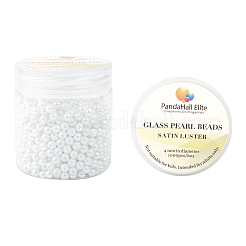 4мм крошечный атласный блеск белый стеклянный жемчуг круглые бусины для изготовления ювелирных изделий HY-PH0002-01-B