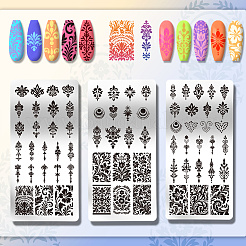 3 шт. шаблоны для дизайна ногтей из нержавеющей стали своими руками AJEW-PH0006-50