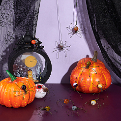 12 шт. 6-цветный медный проволочный паук из натурального полосатого агата для защиты дверей и окон&nbsp;HJEW-NB00186