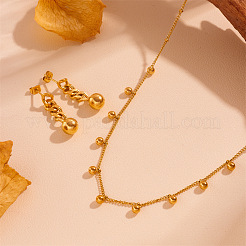 Наборы из круглых бусин и сережек-гвоздиков из нержавеющей стали 304.&nbsp;FS-WG5B7A4-01