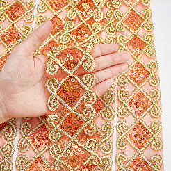 10 Yards Polyester-Spitzenband mit Pailletten&nbsp;OCOR-WH0090-050A