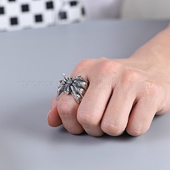 レトロ合金オープンカフオープンリング  男性用ワイドバンドリング  アンティークシルバー  調整可能&nbsp;PW-WG4416C-01