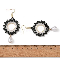 Cuentas de vidrio de bronce colgante aretes&nbsp;EJEW-MZ00764-02