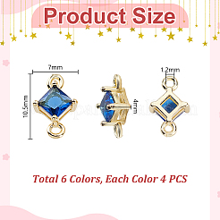 24 шт. 6-х цветные латунные подвески-ромбы с кубическим цирконием&nbsp;KK-GA0002-13