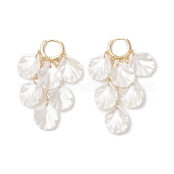 Серьги-люстры из искусственного жемчуга из АБС-пластика «Петалин»&nbsp;EJEW-TA00775